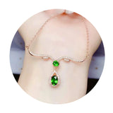 925 Silver Rose Oval Gemstone DIY Pendant Necklace 16''+2''1421108