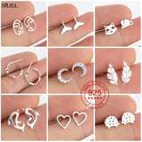 925 Silver Bohemian Leaves Moon Heart Mouse Bee Earrings