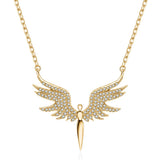 Angel Wings Rhinestone Pendant Necklace Charms Chain Jewelry