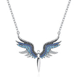 Angel Wings Rhinestone Pendant Necklace Charms Chain Jewelry