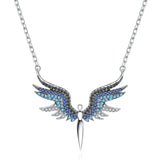 Angel Wings Rhinestone Pendant Necklace Charms Chain Jewelry