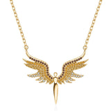 Angel Wings Rhinestone Pendant Necklace Charms Chain Jewelry