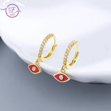 Eye Shape 925 Silver Hoop Earrings with Zircon Inlay