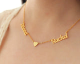 Personalized Double Name Necklace with Heart, Custom Jewelry for Women