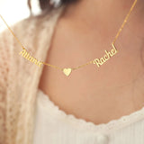Personalized Double Name Necklace with Heart, Custom Jewelry for Women