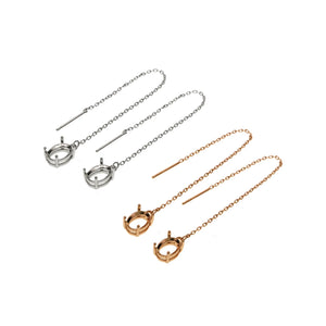 Sterling Silver Gemstone Prong Earrings Settings DIY Ear Wire 3.7''