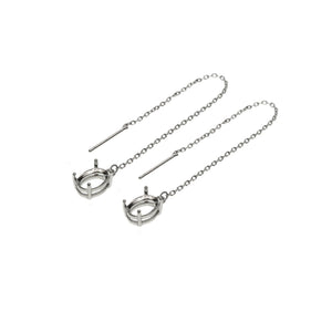 Sterling Silver Gemstone Prong Earrings Settings DIY Ear Wire 3.7''