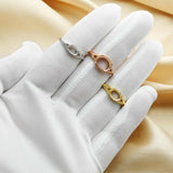 925 Silver Oval Prong Ring, Art Deco Rose Plated Band