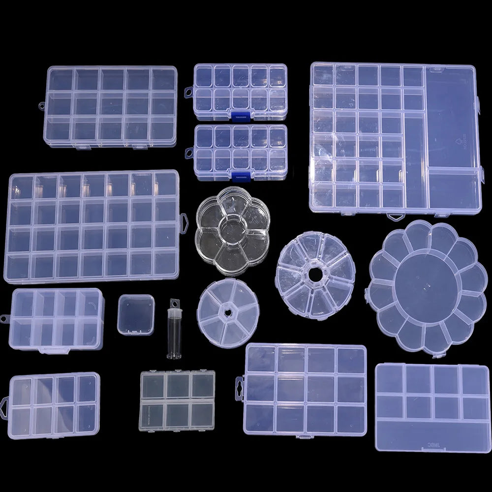 Plastic Jewelry Box Storage Container with Adjustable Compartments