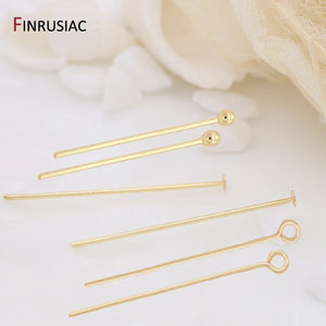 14K Real Gold-Plated Needle Pins Jewelry Making Supplies
