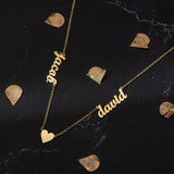 Kids Double Name Necklace with Heart Charms - Customized Family Mother Gift