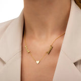 Kids Double Name Necklace with Heart Charms - Customized Family Mother Gift