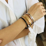 Wide Cuff Bracelet Bangle Women Stainless Steel Metal
