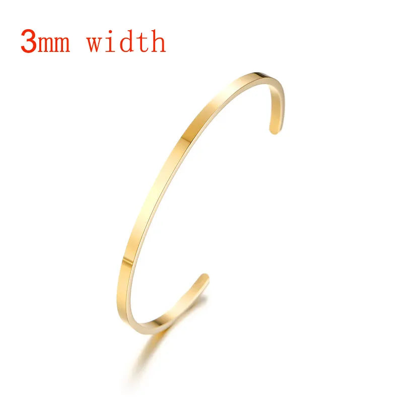 Wide Cuff Bracelet Bangle Women Stainless Steel Metal