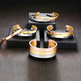 Wide Cuff Bracelet Bangle Women Stainless Steel Metal