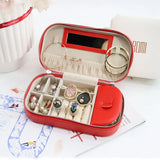 Small Jewelry Case High Leather Ring Pendant Earring Box Portable Cosmetic Bag