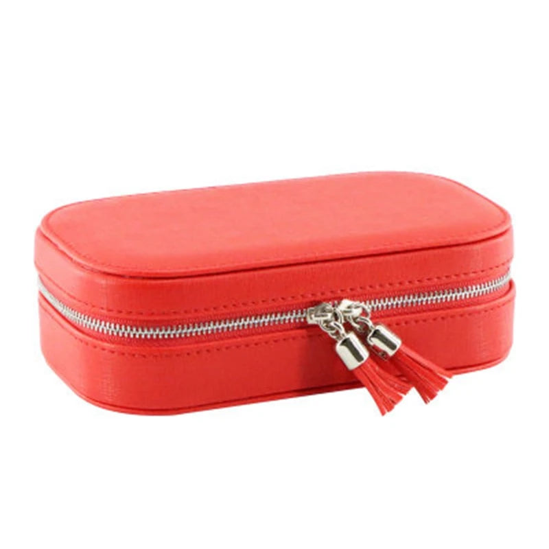 Small Jewelry Case High Leather Ring Pendant Earring Box Portable Cosmetic Bag