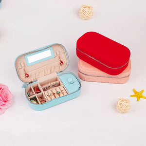 Small Jewelry Case High Leather Ring Pendant Earring Box Portable Cosmetic Bag