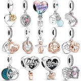Infinity Family Hearts Pendant 925 Silver Charm for Bracelet