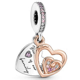 Infinity Family Hearts Pendant 925 Silver Charm for Bracelet