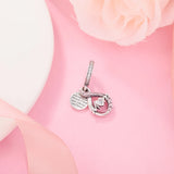 Mum Infinity Pave Double Dangle Charm 925 Sterling Silver Jewelry