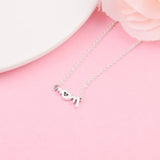 925 Sterling Silver Mum Pave Collier Necklace Wedding Party Gift