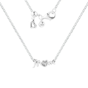 925 Sterling Silver Mum Pave Collier Necklace Wedding Party Gift