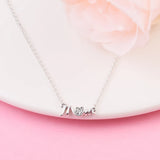 925 Sterling Silver Mum Pave Collier Necklace Wedding Party Gift