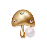 Mushroom Brooch Freshwater Pearl Crystal Pin