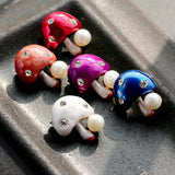 Mushroom Brooch Freshwater Pearl Crystal Pin