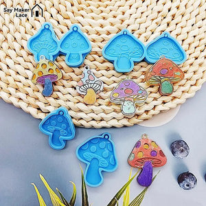 Mushroom Keychain Earrings Resin Molds DIY Crafts
