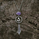 Mushrooms Necklace & Amethyst Crystal Stone