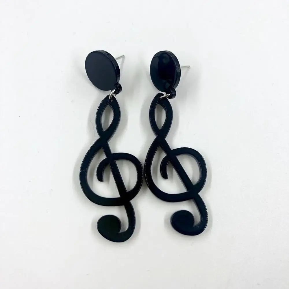Music Acrylic Earrings For Women Heart Note Round Record
