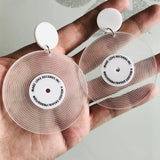 Music Acrylic Earrings For Women Heart Note Round Record