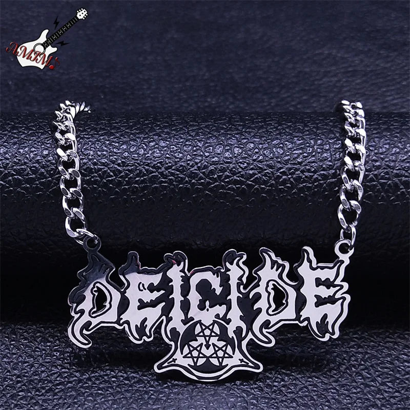 DEICIDE Pendant Necklace Stainless Steel Silver Punk Heavy Metal Chain Necklaces