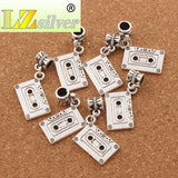 Music Cassette Tape Charm Beads Tibetan Silver Fit European Bracelets