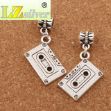 Music Cassette Tape Charm Beads Tibetan Silver Fit European Bracelets