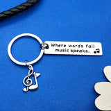 Music Keychain Gift Where Words Fail Music Speaks Keyring
