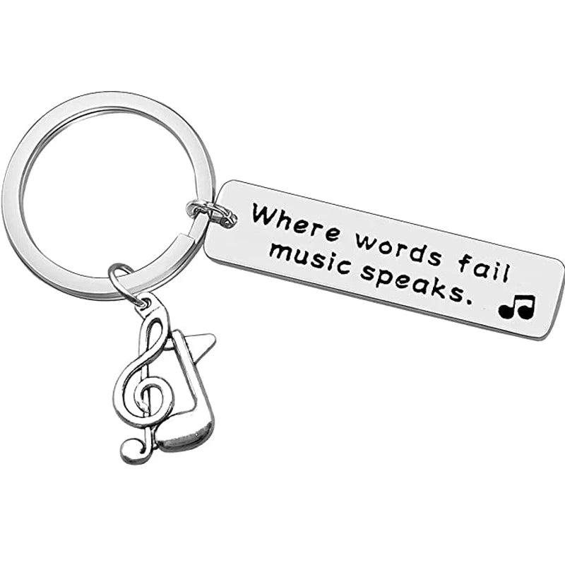 Music Keychain Gift Where Words Fail Music Speaks Keyring