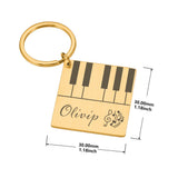Music Keychain Piano Keyboard Music Lover Personalised Stainless Steel Keychains
