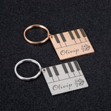 Music Keychain Piano Keyboard Music Lover Personalised Stainless Steel Keychains