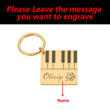 Music Keychain Piano Keyboard Music Lover Personalised Stainless Steel Keychains