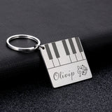 Music Keychain Piano Keyboard Music Lover Personalised Stainless Steel Keychains