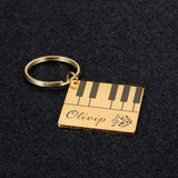 Music Keychain Piano Keyboard Music Lover Personalised Stainless Steel Keychains