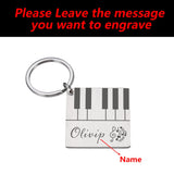 Music Keychain Piano Keyboard Music Lover Personalised Stainless Steel Keychains