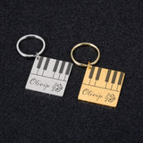 Music Keychain Piano Keyboard Music Lover Personalised Stainless Steel Keychains
