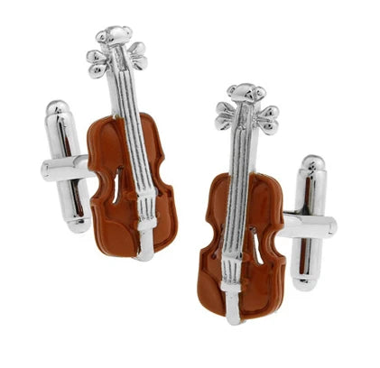 Musical Instrument Cuff Links Set Guitar Microphone Piano Violin Drum DJ