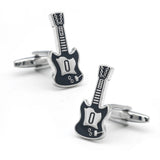 Musical Instrument Cuff Links Set Guitar Microphone Piano Violin Drum DJ