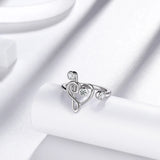Musical Note Heart Ring 925 Silver Jewelry Gift For Music
