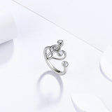 Musical Note Heart Ring 925 Silver Jewelry Gift For Music